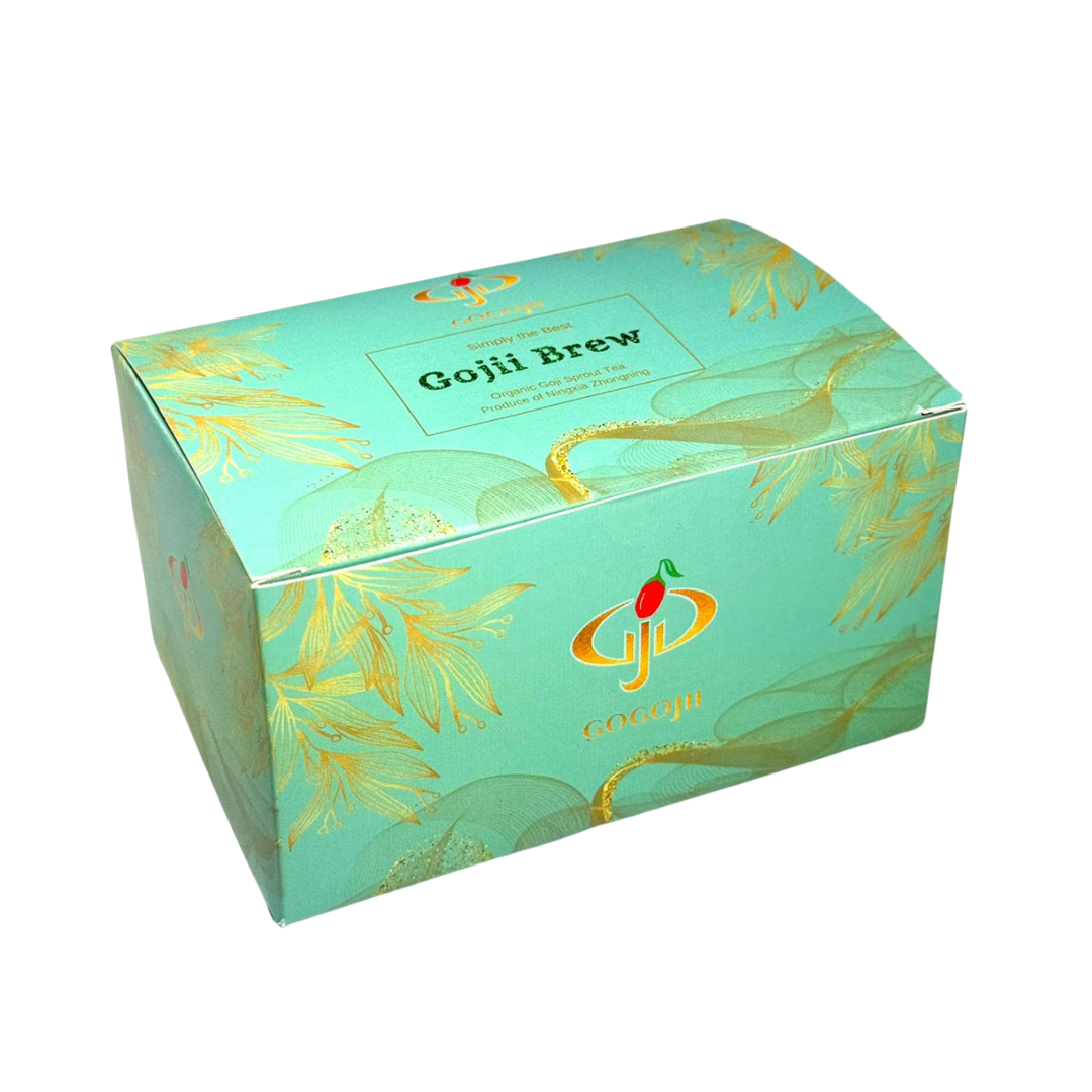 Premium Gojii berries infused in herbal goji berry tea for a revitalizing antioxidant boost